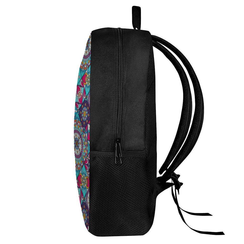 Bohemian Indian Mandala Patchwork Print 17 Inch Backpack