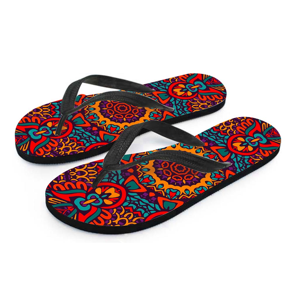 Bohemian Native Mandala Pattern Print Flip Flops