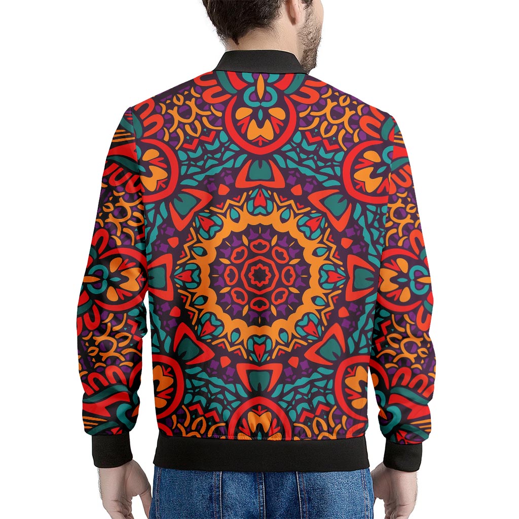 Bohemian Native Mandala Pattern Print Men's Bomber Jacket