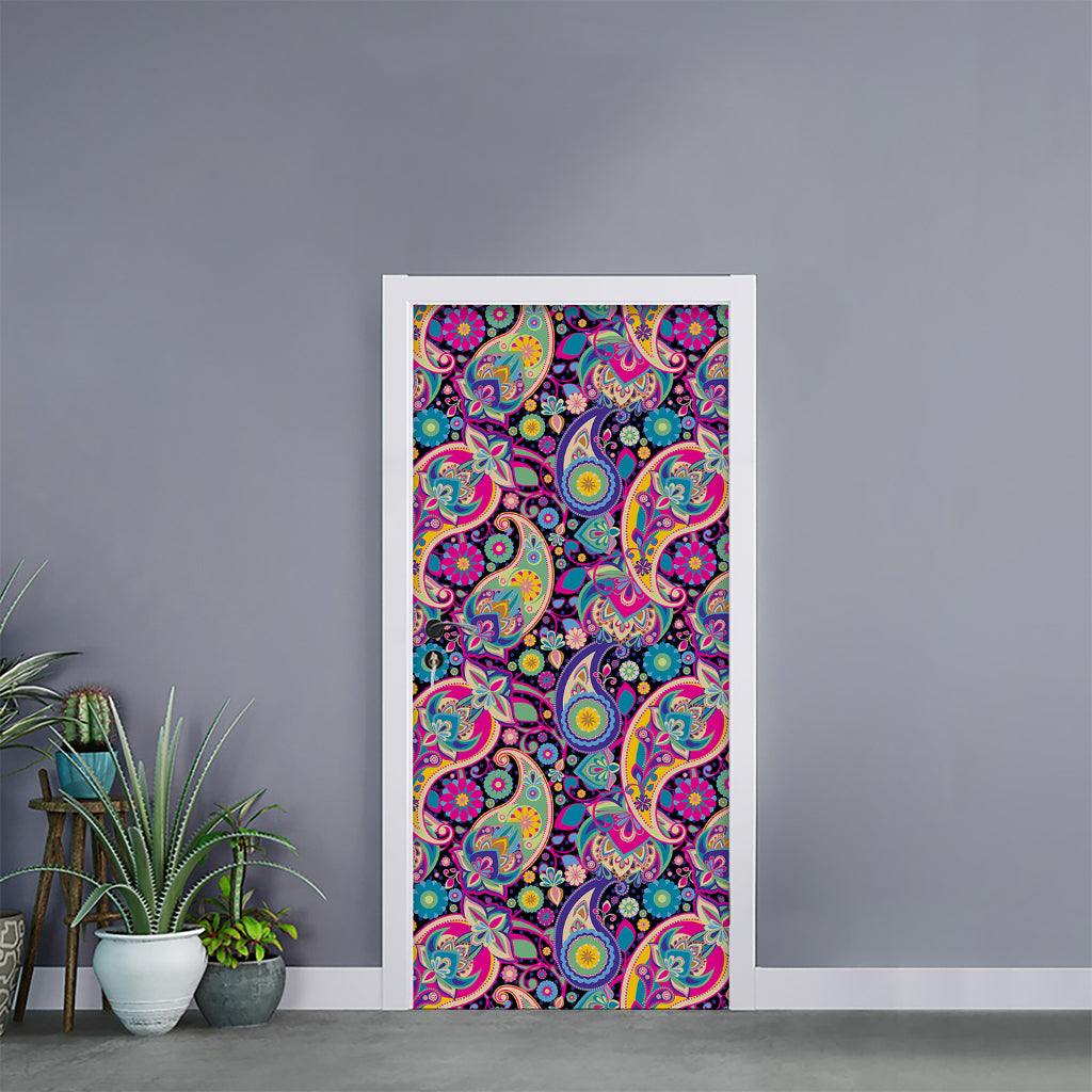 Bohemian Paisley Pattern Print Door Sticker