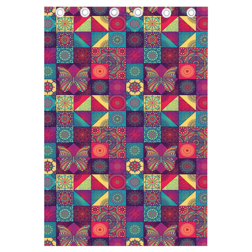Bohemian Patchwork Pattern Print Curtain