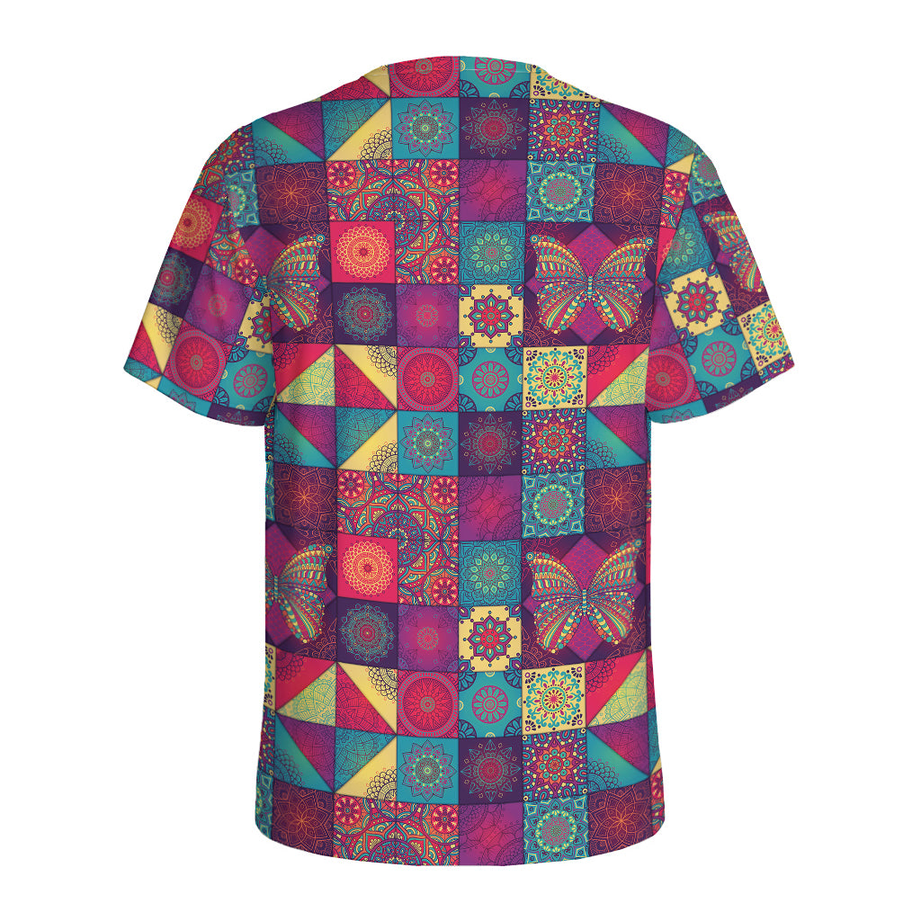 Bohemian Patchwork Pattern Print Men's Sports T-Shirt