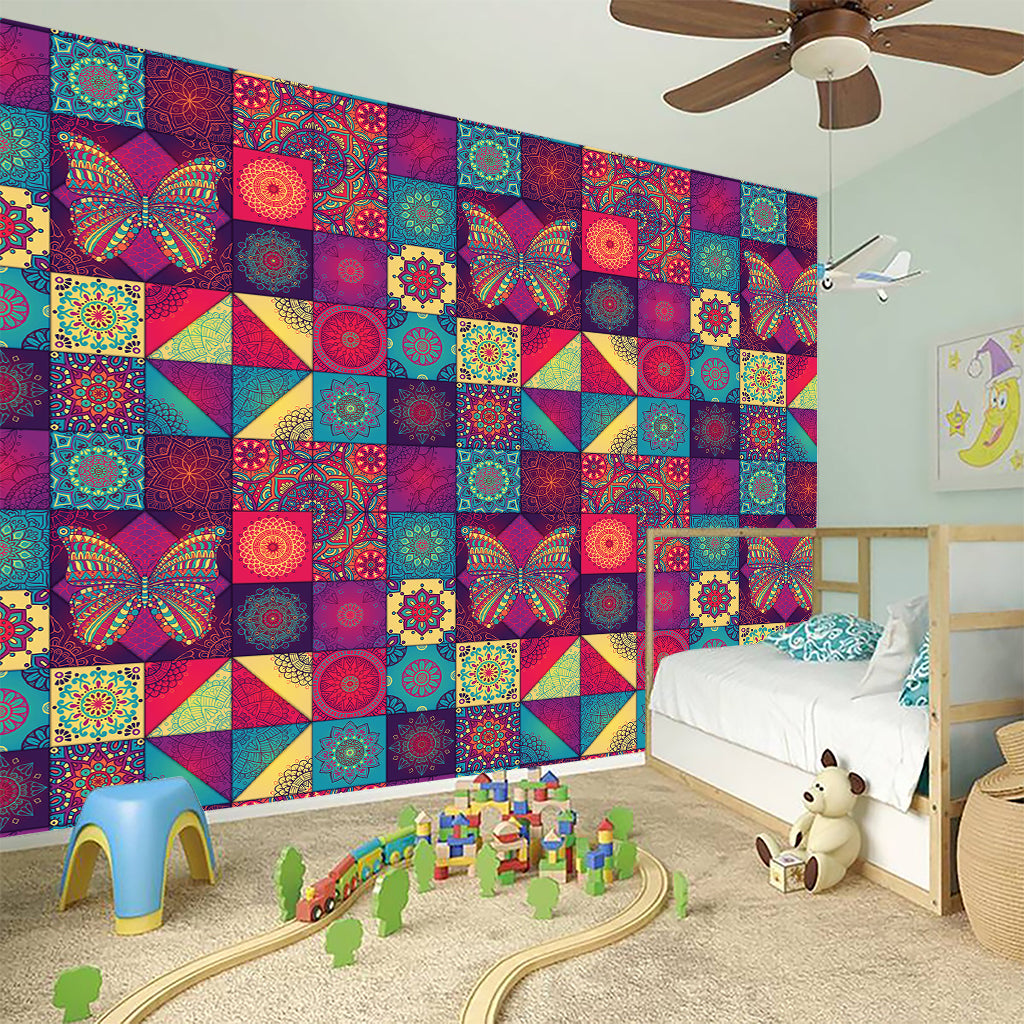 Bohemian Patchwork Pattern Print Wall Sticker