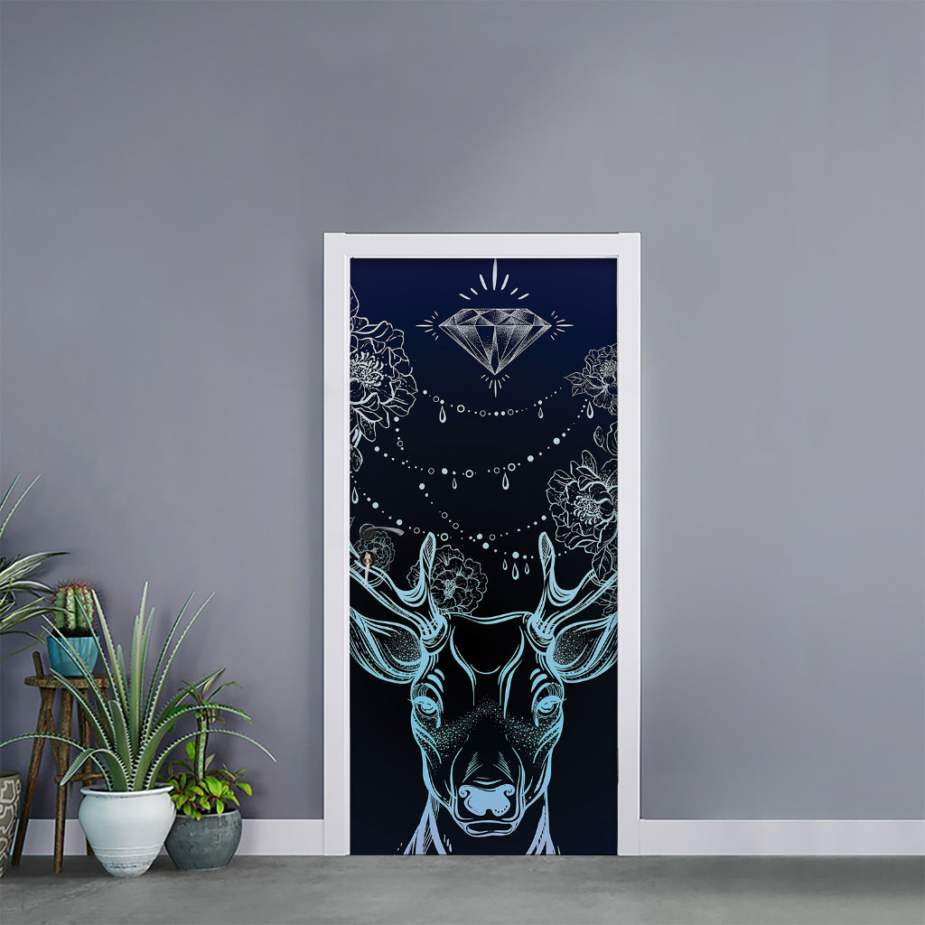 Bohemian Spiritual Deer Print Door Sticker