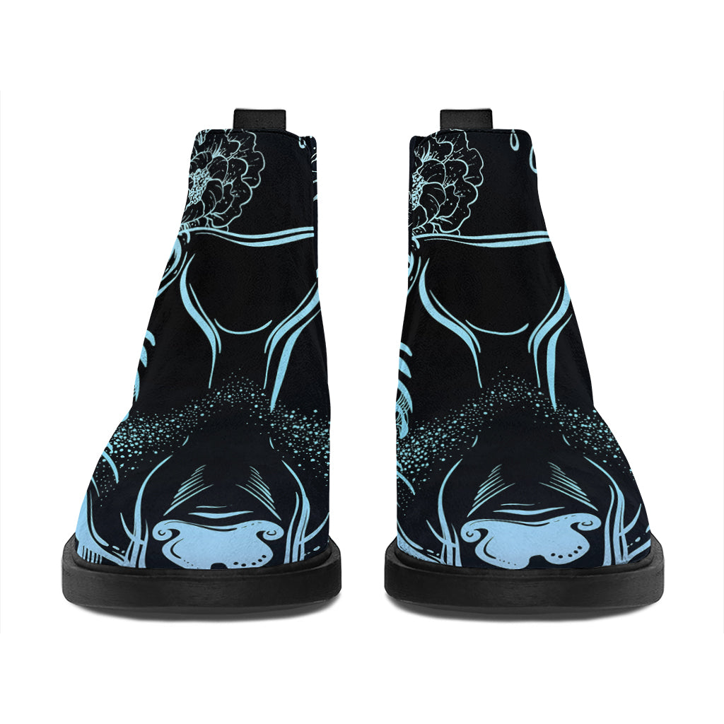 Bohemian Spiritual Deer Print Flat Ankle Boots