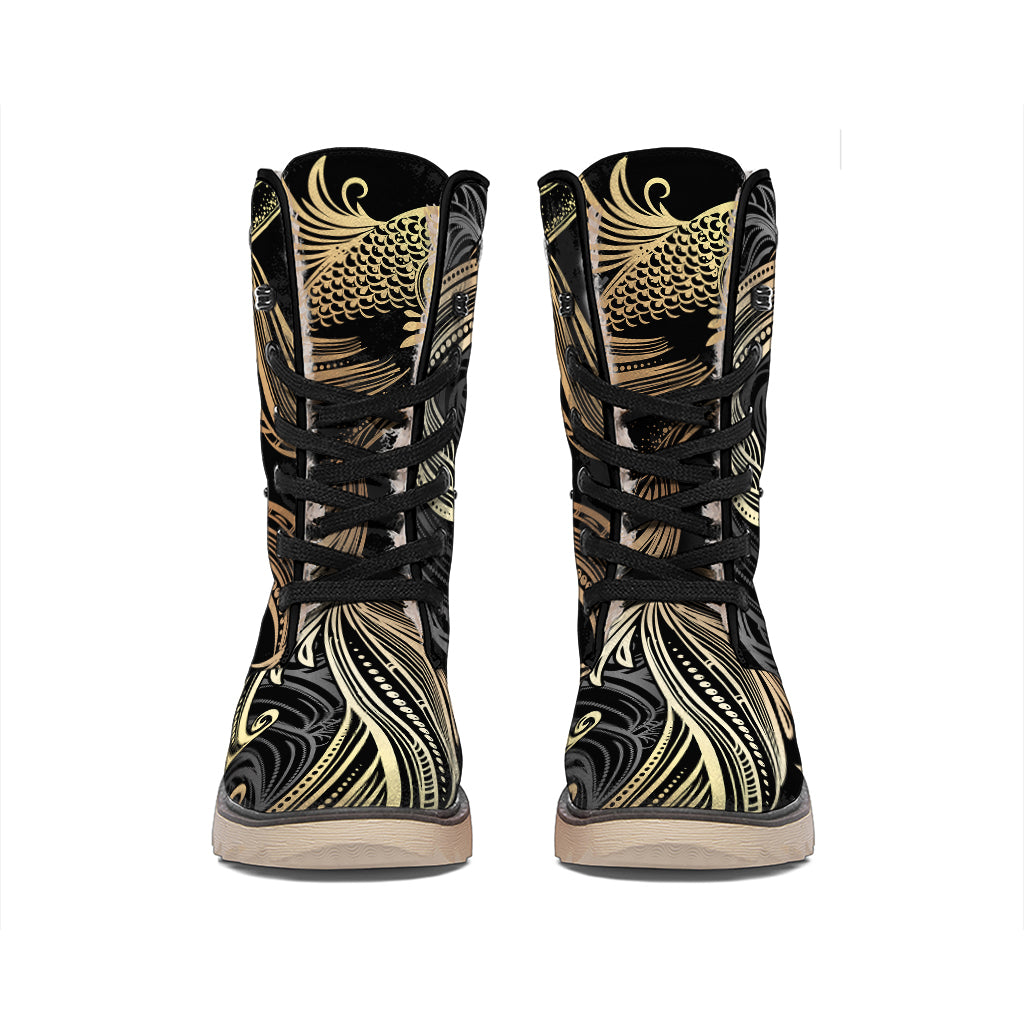Bohemian Spiritual Fish Print Winter Boots