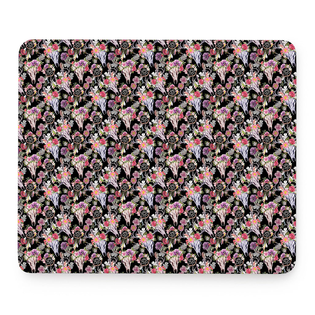 Boho Deer Skull Pattern Print Mouse Pad