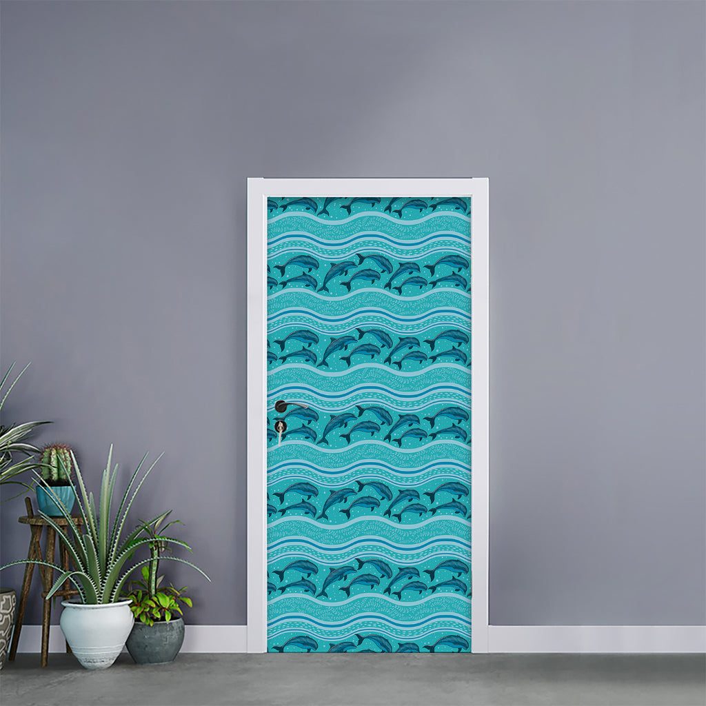Boho Dolphin Pattern Print Door Sticker