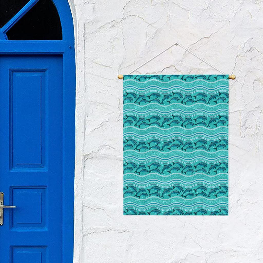 Boho Dolphin Pattern Print Garden Flag