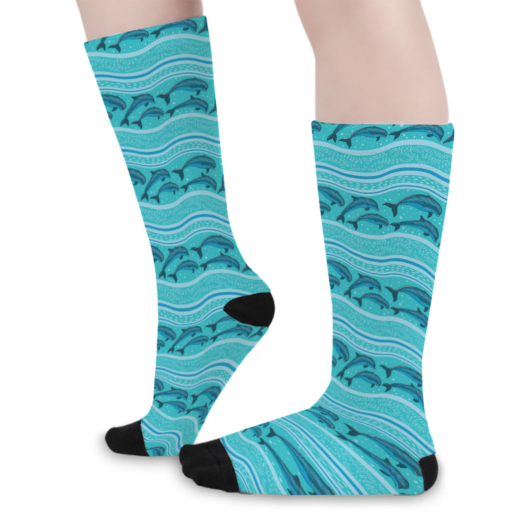 Boho Dolphin Pattern Print Long Socks