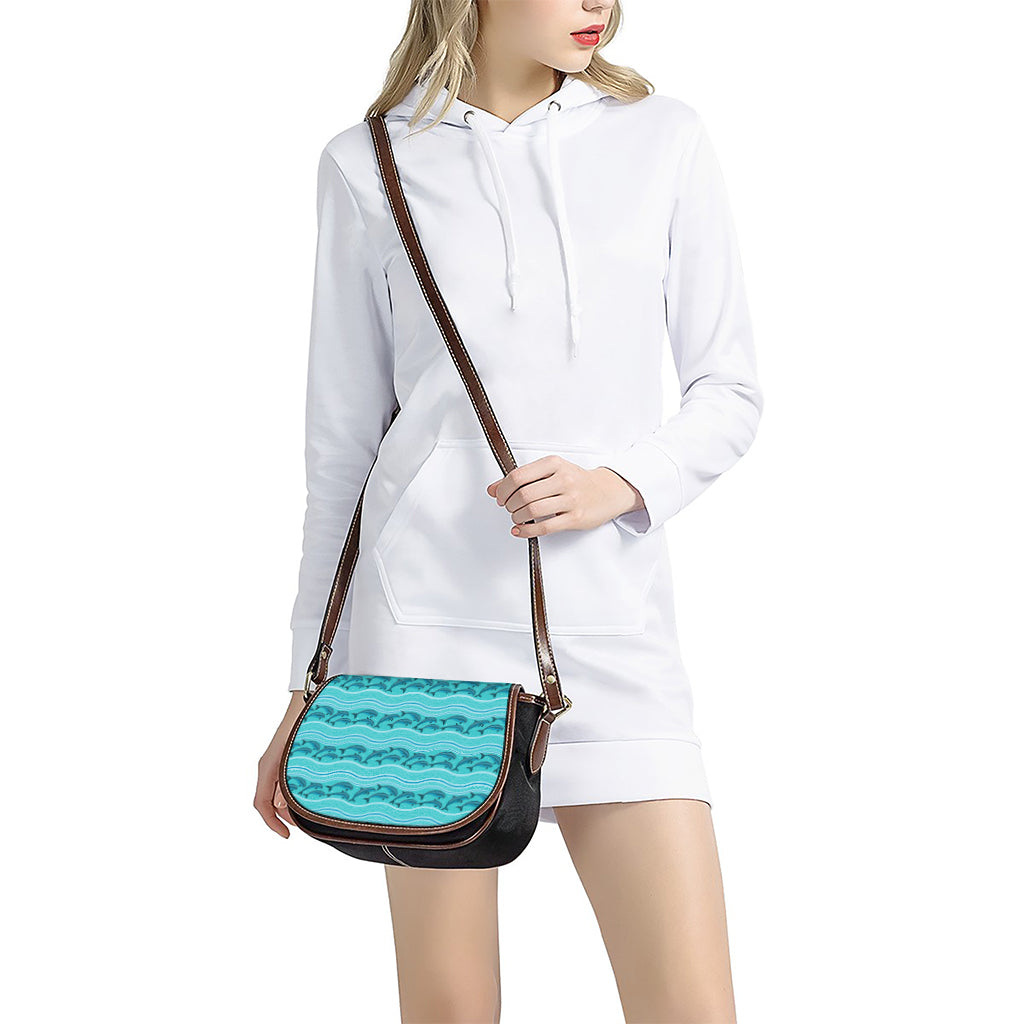 Boho Dolphin Pattern Print Saddle Bag