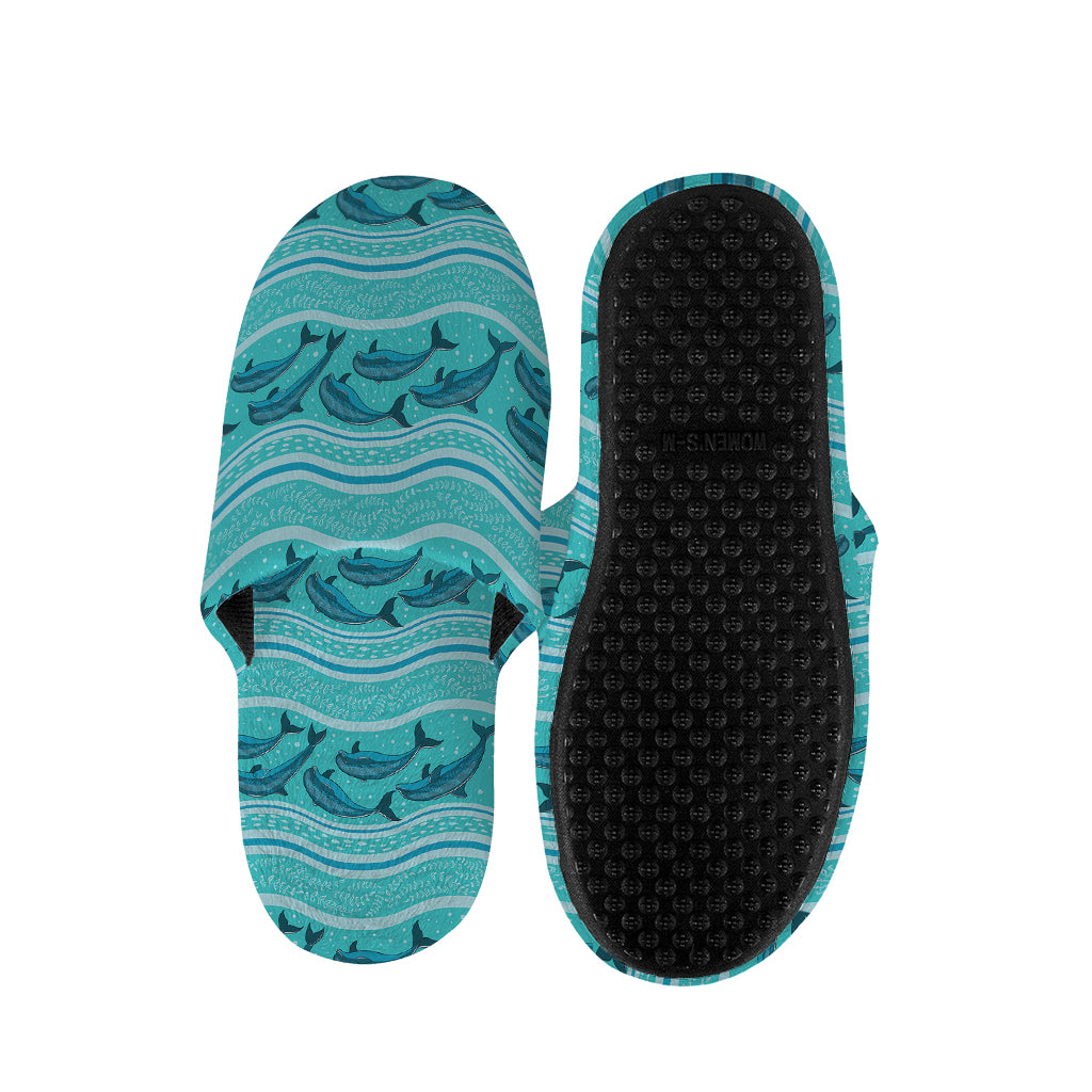 Boho Dolphin Pattern Print Slippers