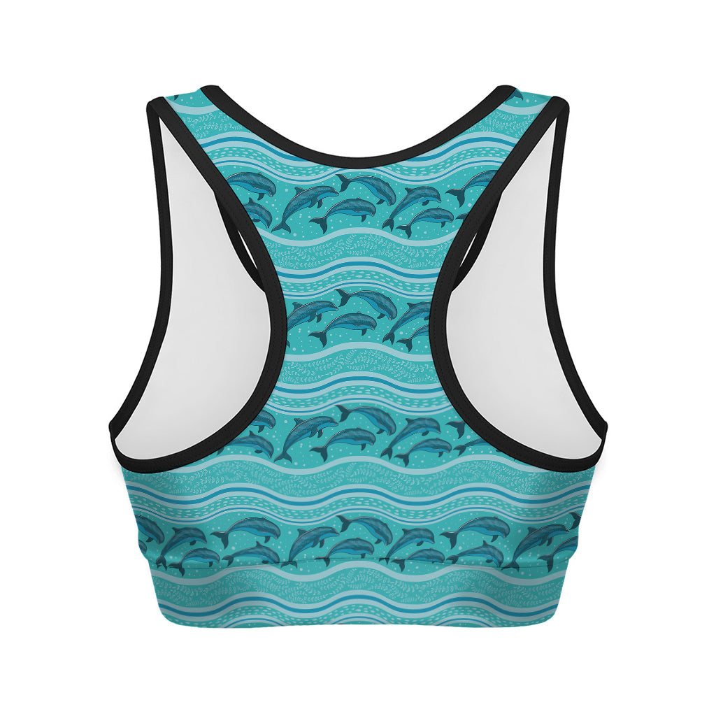 Boho Dolphin Pattern Print Women's Sports Bra