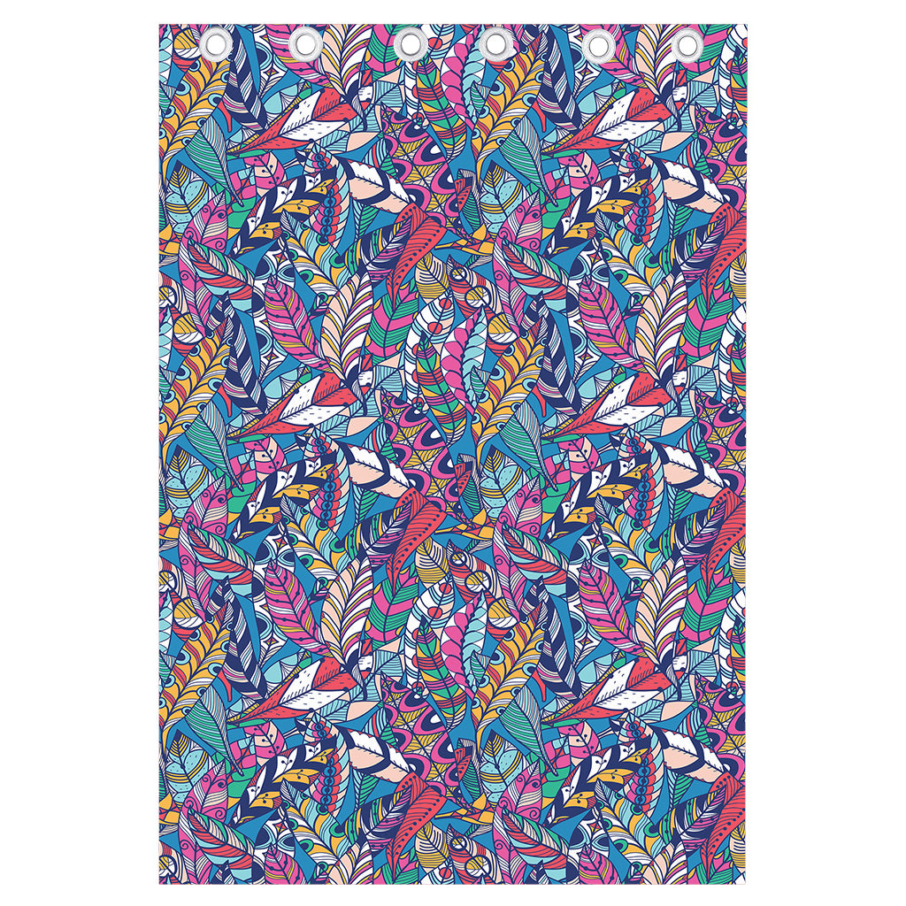 Boho Feather Pattern Print Curtain