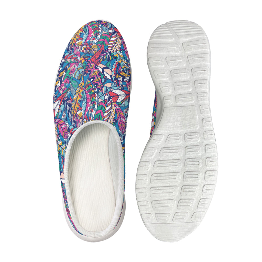 Boho Feather Pattern Print Mesh Casual Shoes