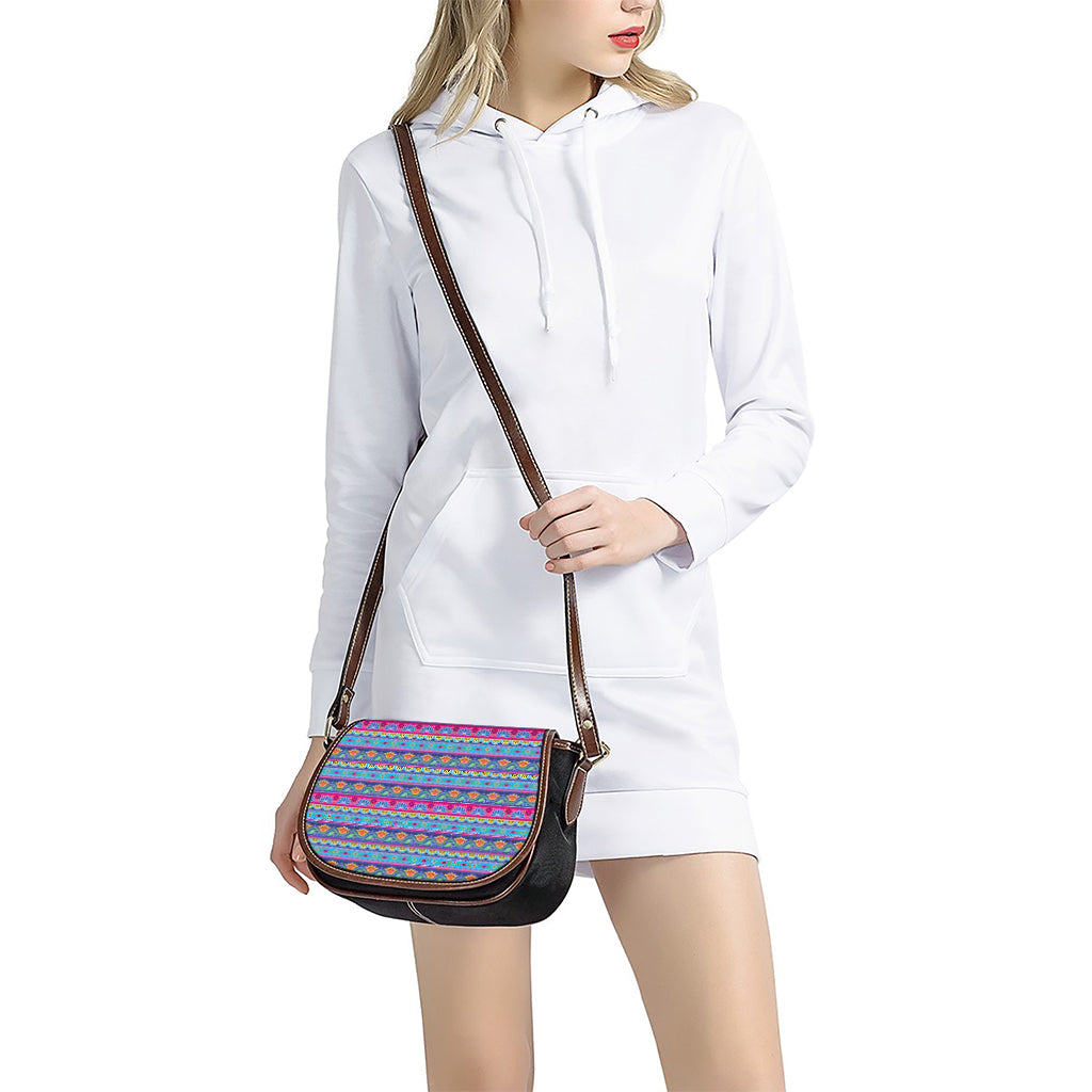 Boho Indian Lotus Pattern Print Saddle Bag