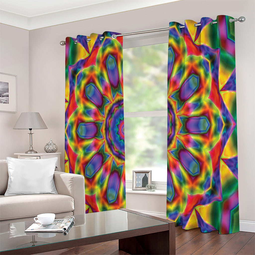 Boho Kaleidoscope Print Extra Wide Grommet Curtains