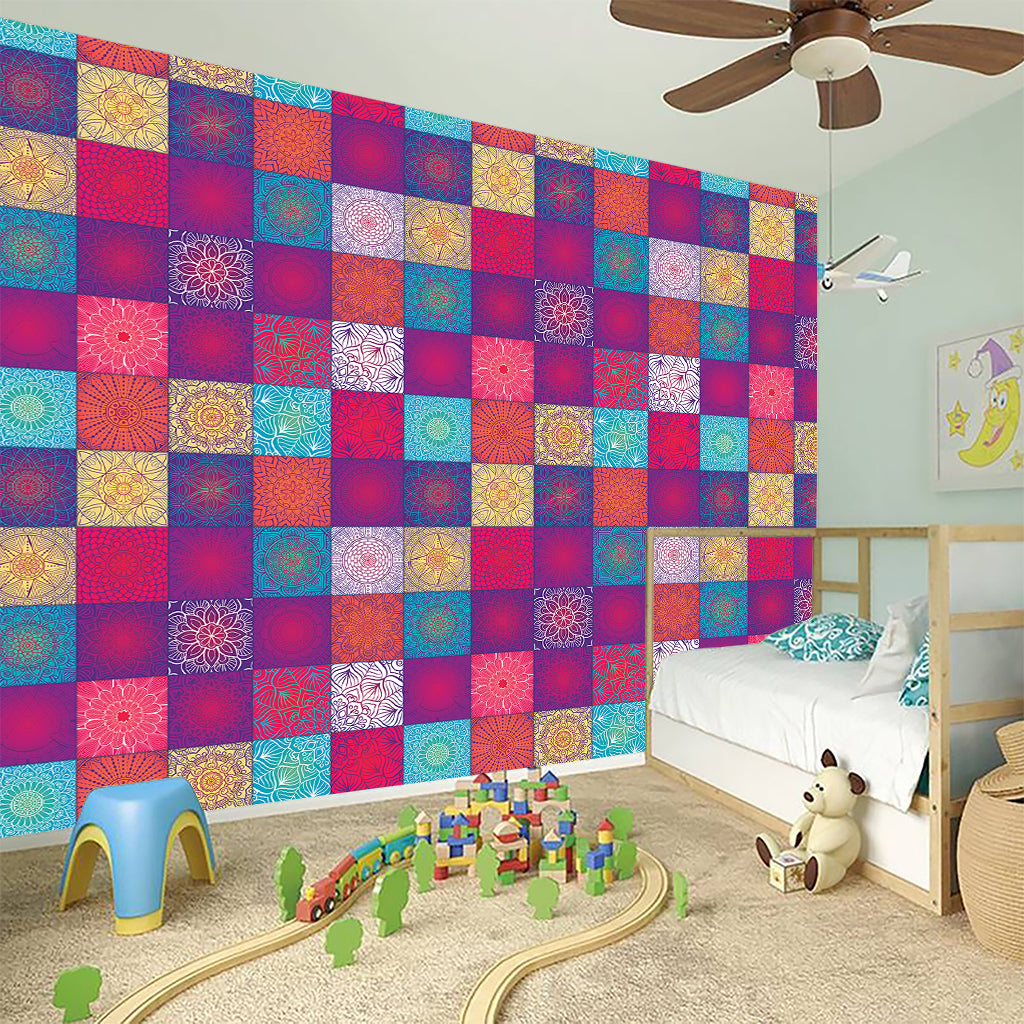 Boho Mandala Patchwork Pattern Print Wall Sticker
