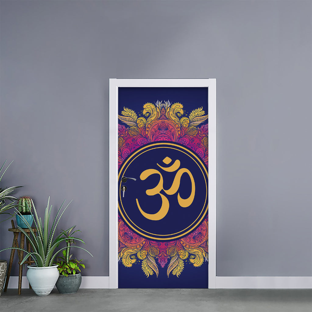 Boho Om Mandala Print Door Sticker