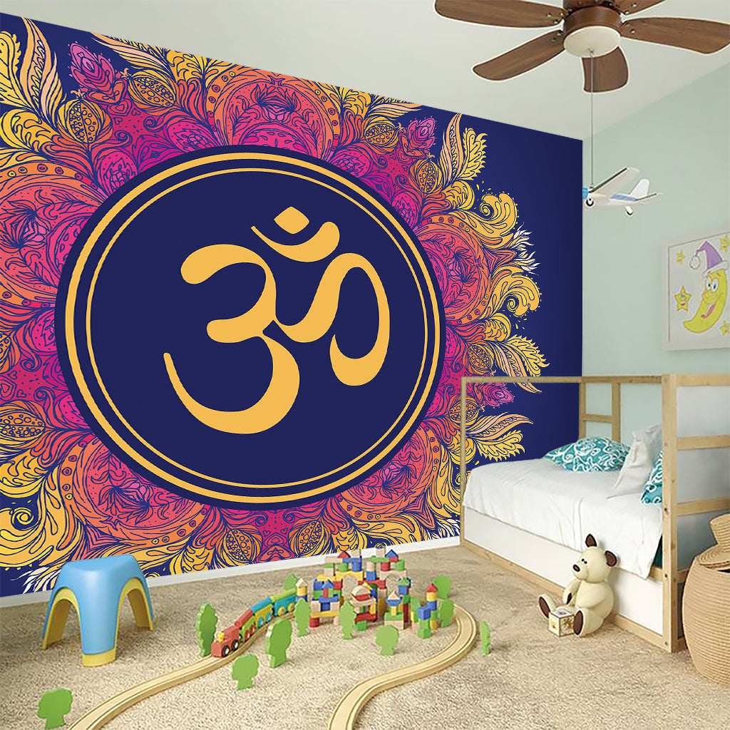 Boho Om Mandala Print Wall Sticker