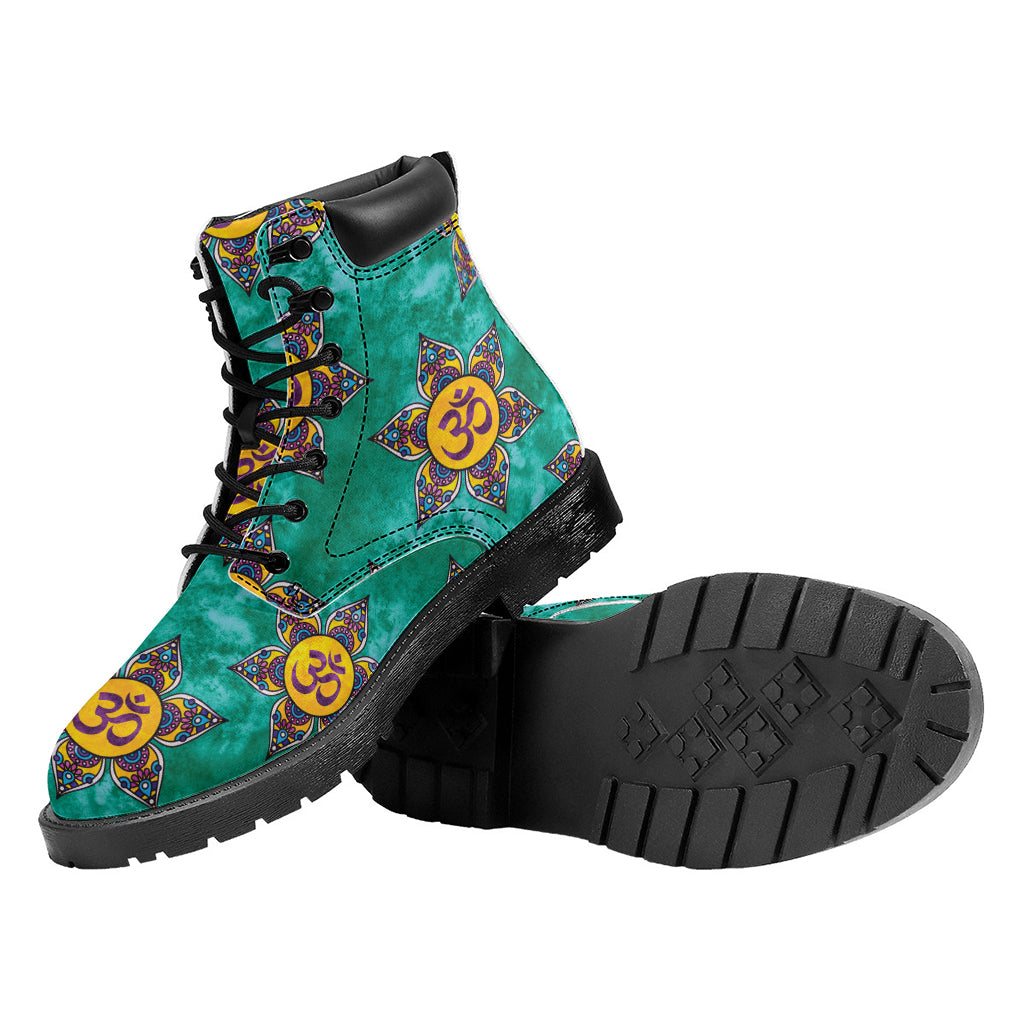 Boho Om Sign Pattern Print Work Boots