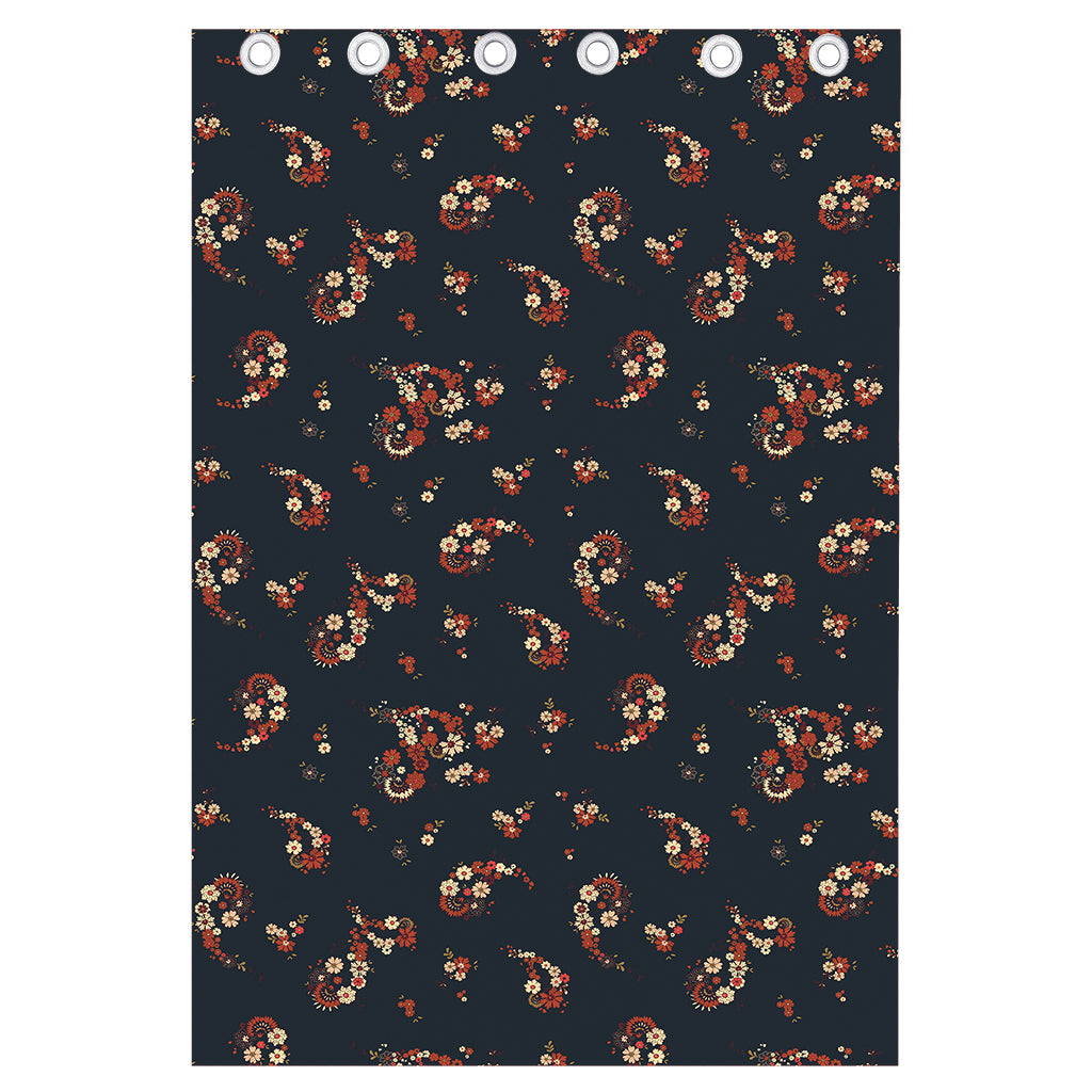 Boho Paisley Flower Pattern Print Curtain