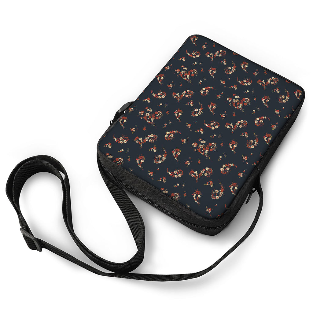 Boho Paisley Flower Pattern Print Rectangular Crossbody Bag