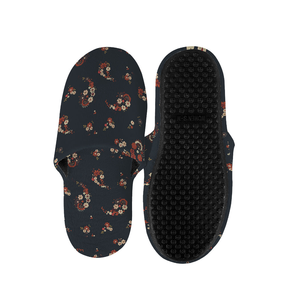 Boho Paisley Flower Pattern Print Slippers