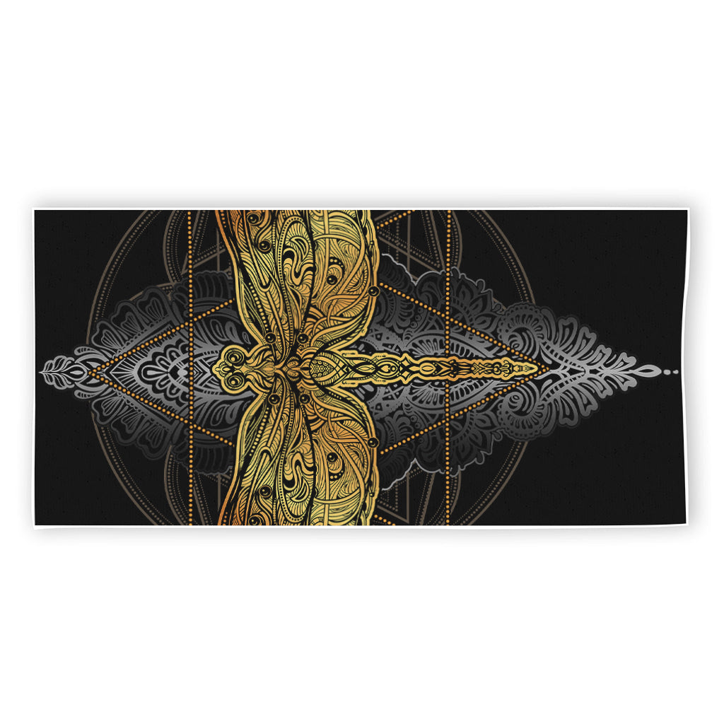 Boho Spiritual Dragonfly Print Beach Towel