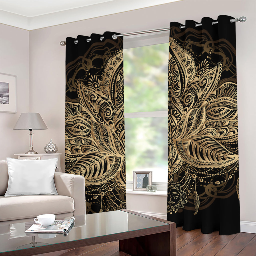 Boho Spiritual Lotus Print Grommet Curtains
