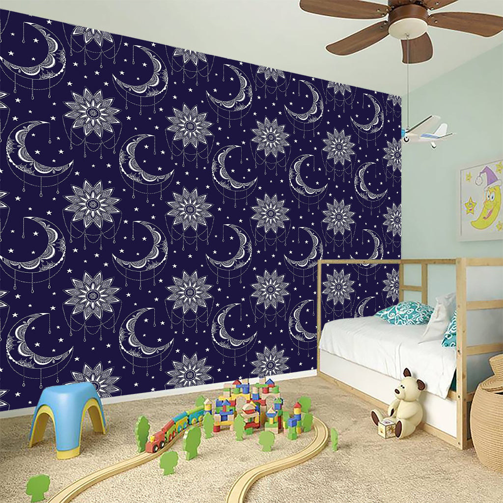 Boho Sun And Moon Pattern Print Wall Sticker