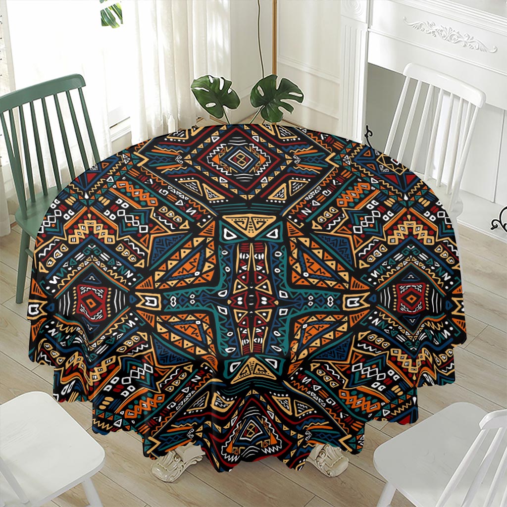 Boho Tribal Aztec Pattern Print Waterproof Round Tablecloth