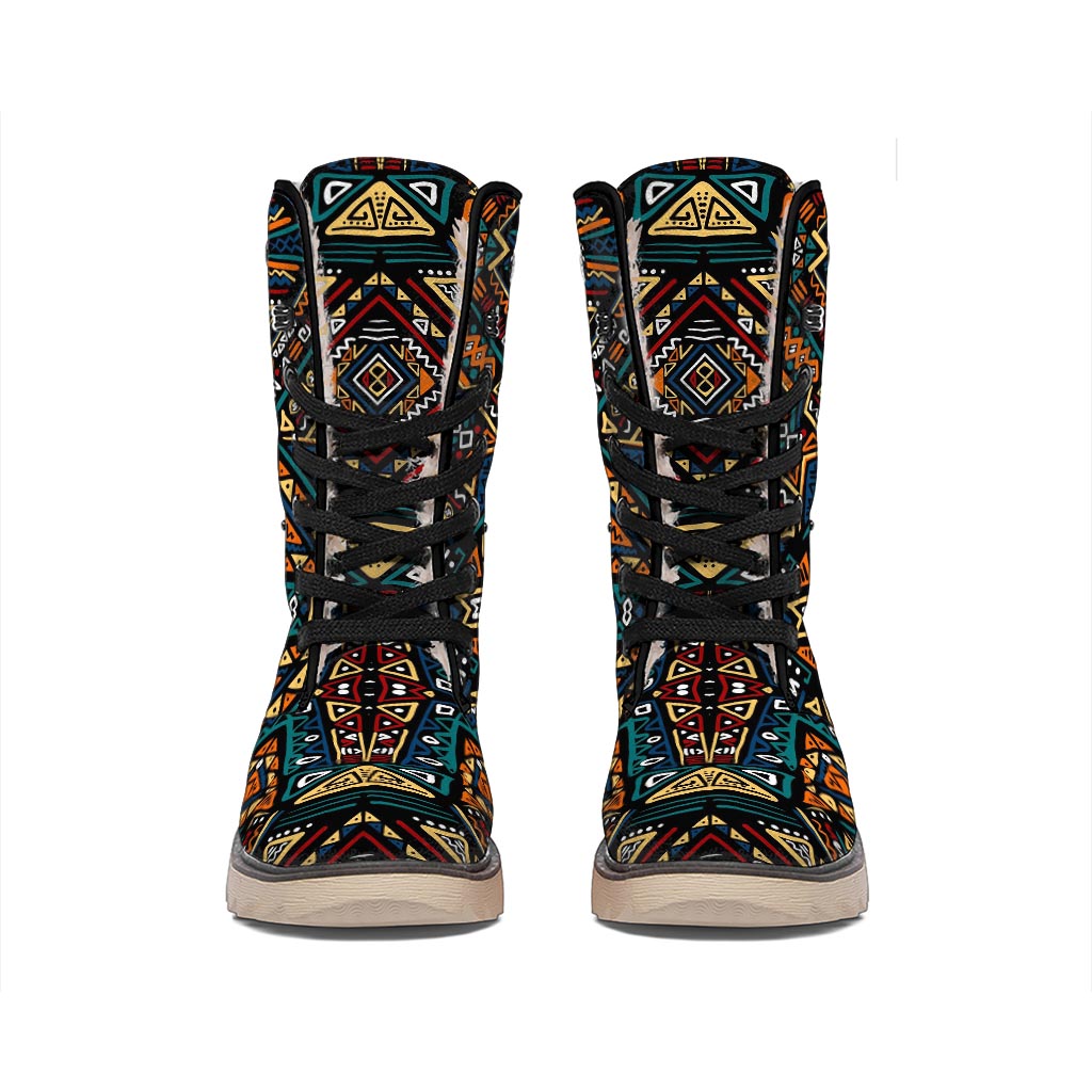 Boho Tribal Aztec Pattern Print Winter Boots