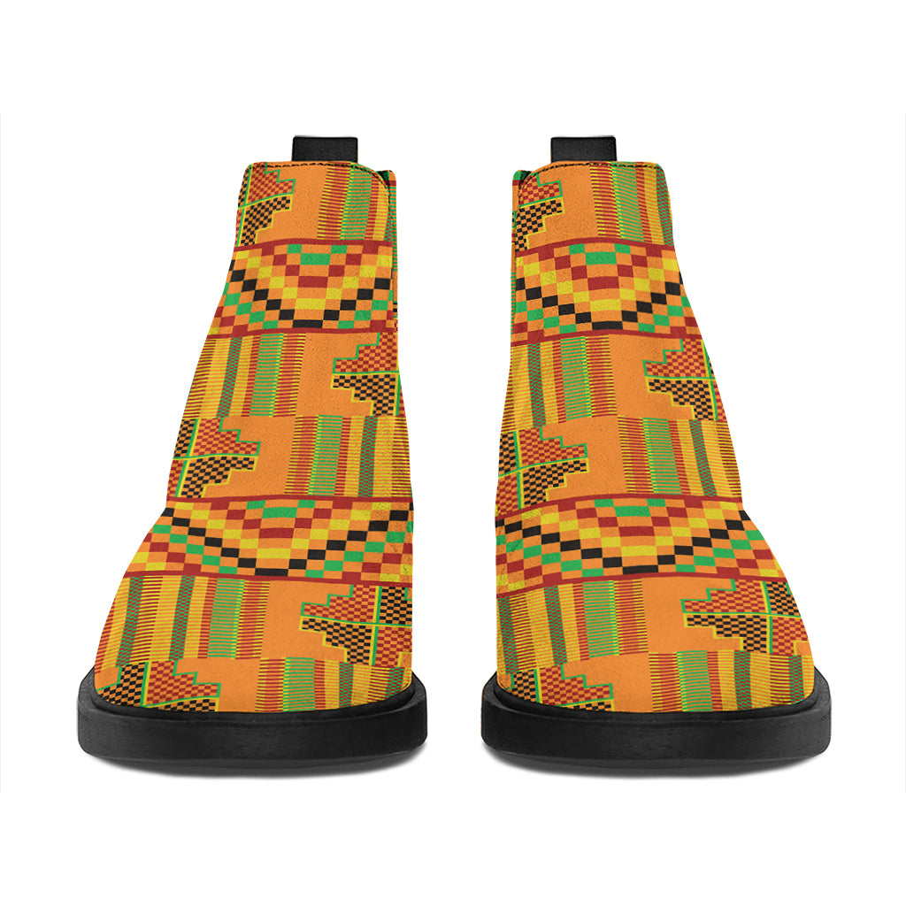 Bonwire Kente Pattern Print Flat Ankle Boots