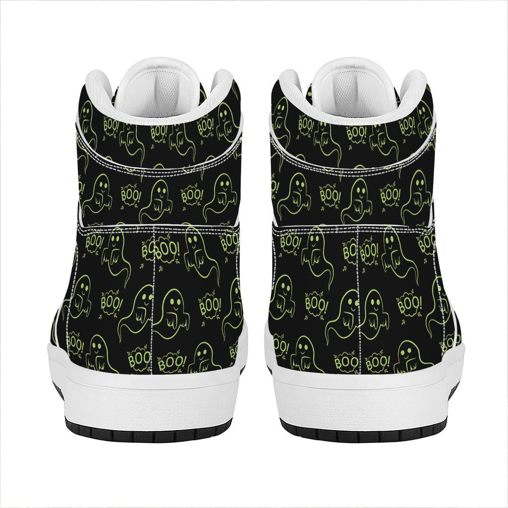 Boo Ghost Pattern Print High Top Leather Sneakers
