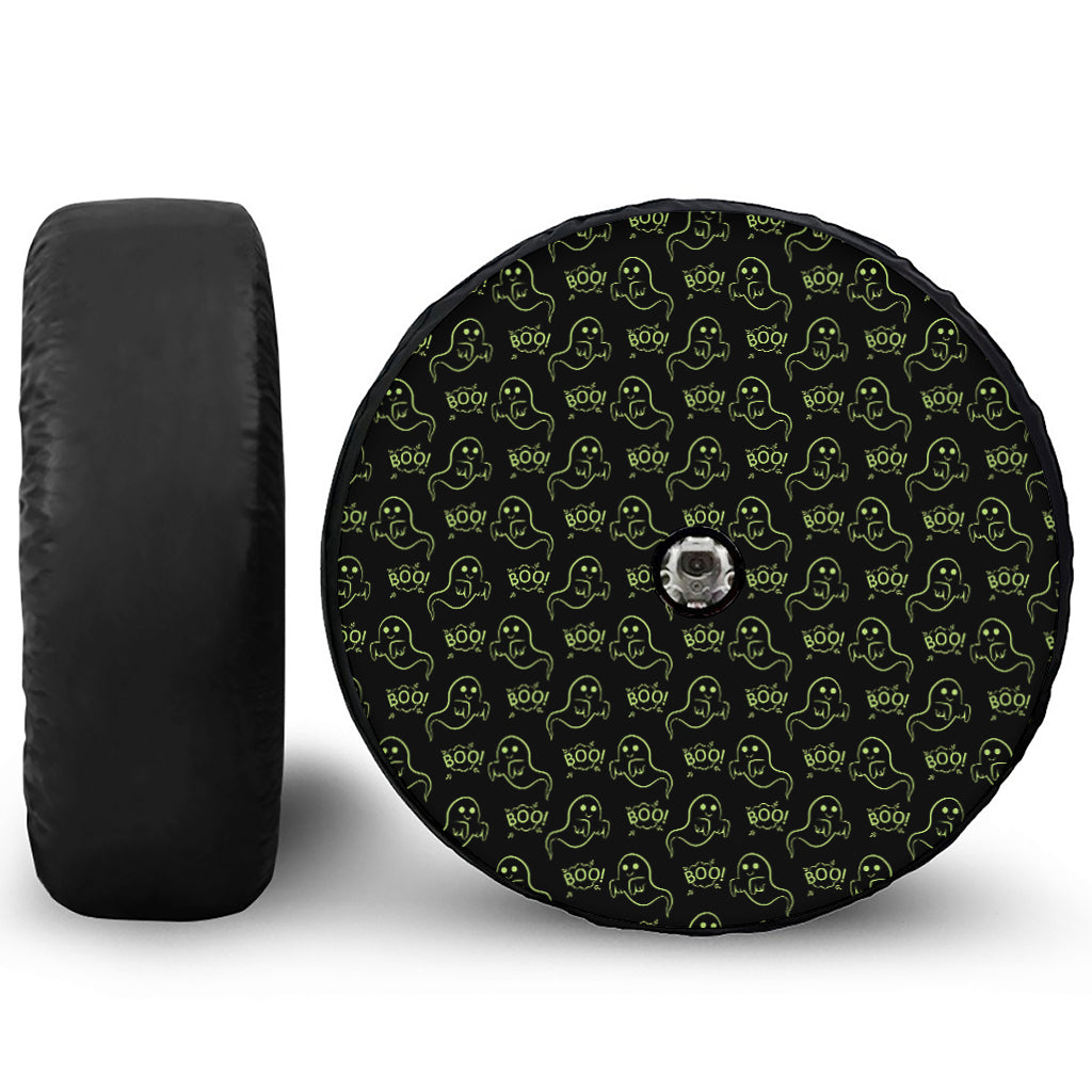 Boo Ghost Pattern Print Tire Cover With Camera Hole