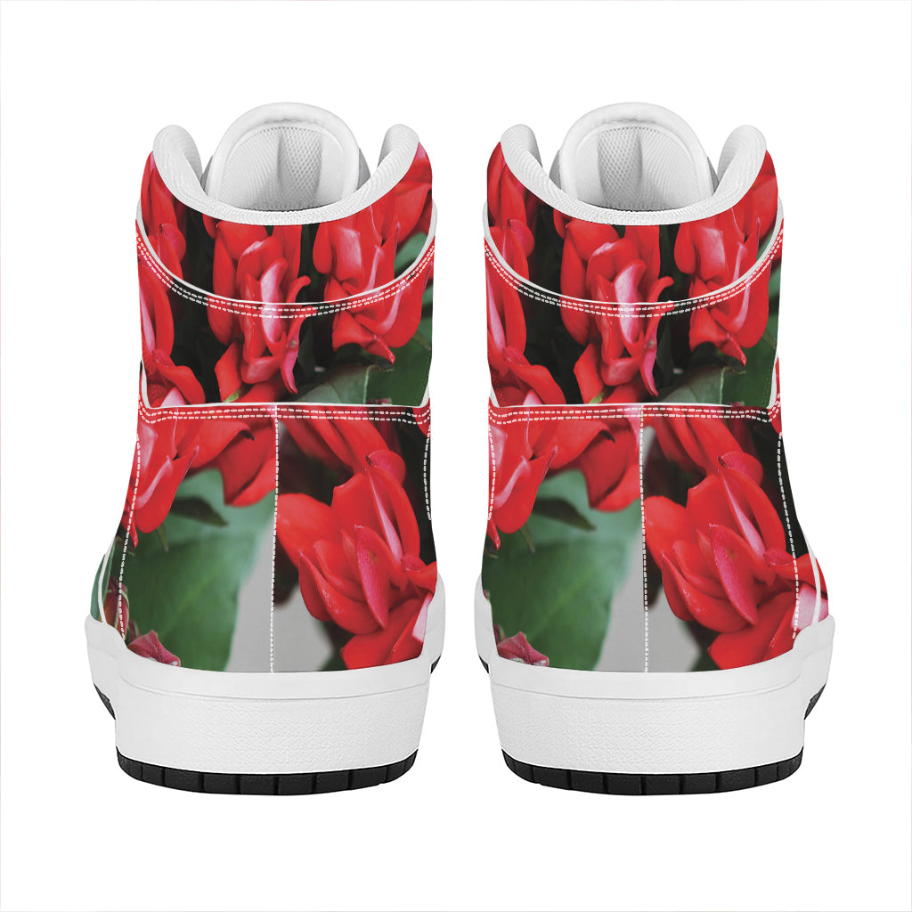 Bouvardia Flower Print High Top Leather Sneakers