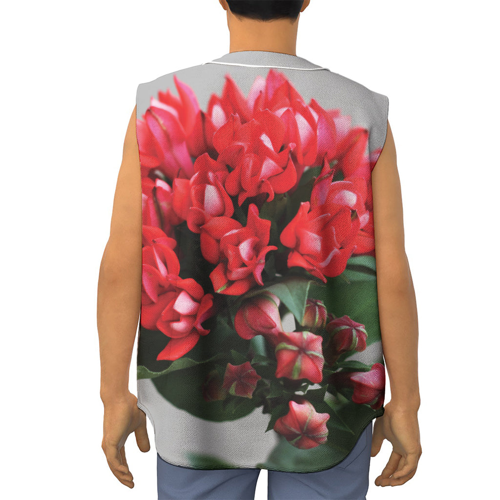 Bouvardia Flower Print Sleeveless Baseball Jersey