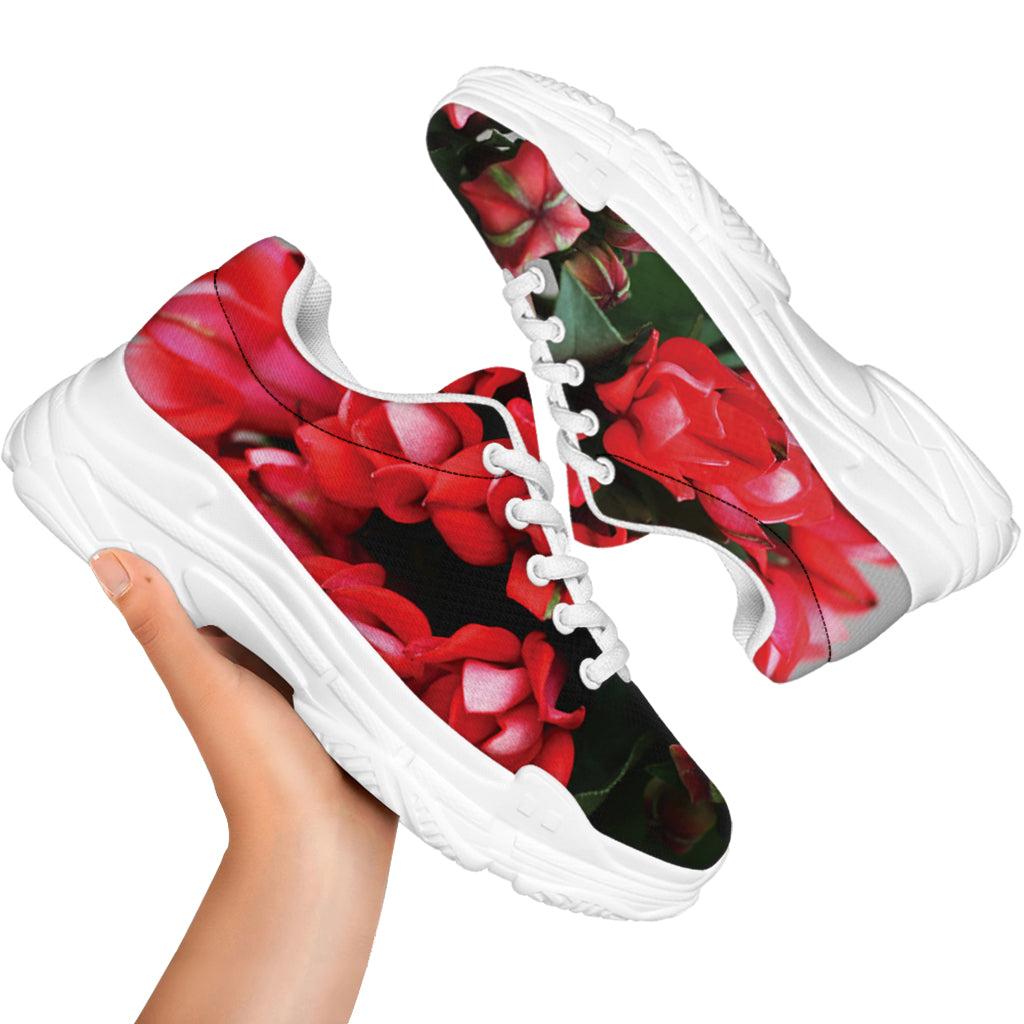 Bouvardia Flower Print White Chunky Shoes