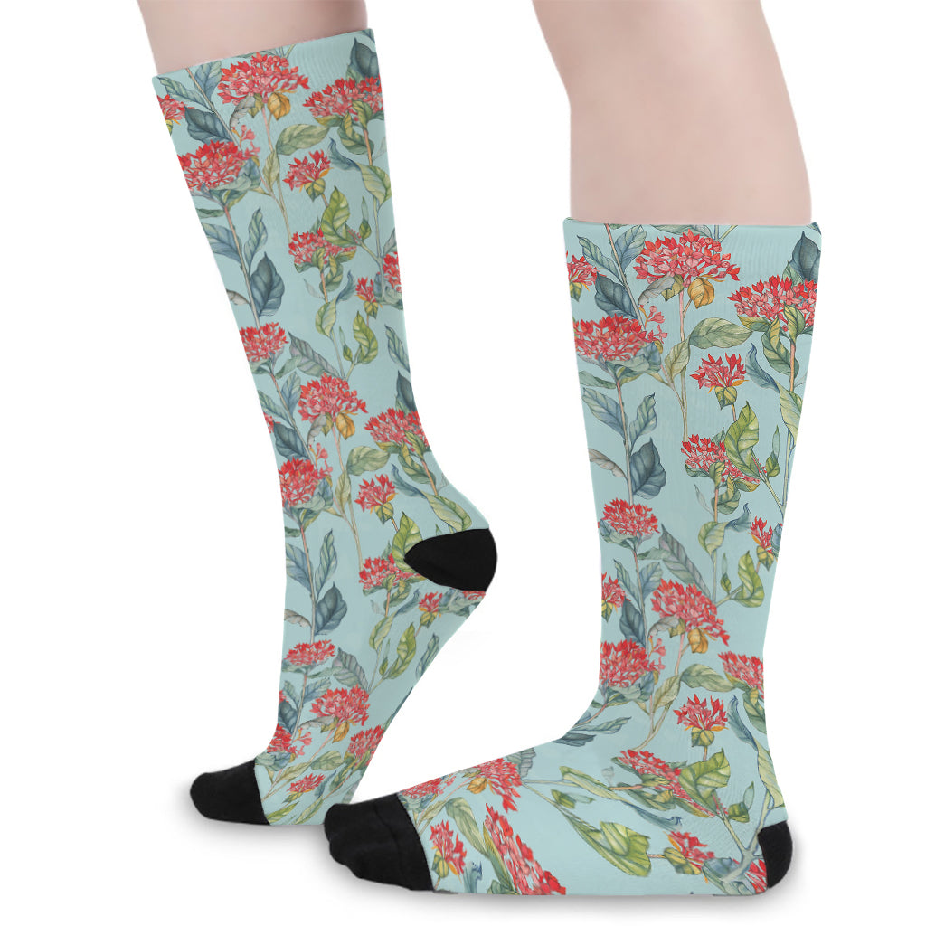 Bouvardia Pattern Print Long Socks