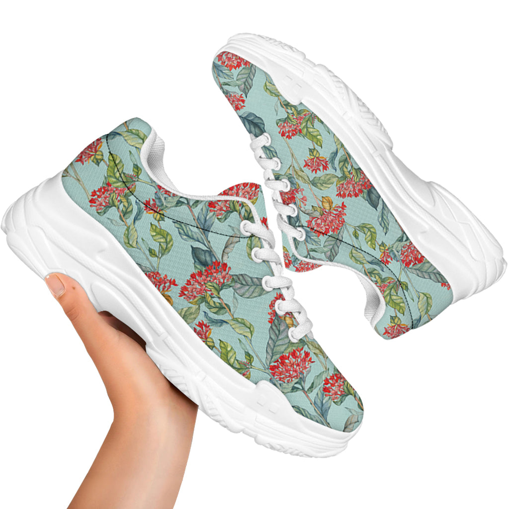 Bouvardia Pattern Print White Chunky Shoes