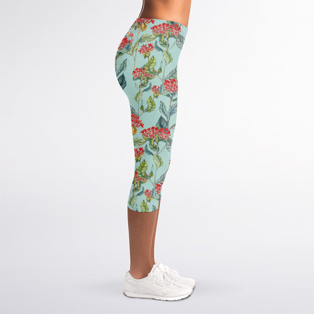 Bouvardia Pattern Print Women's Capri Leggings