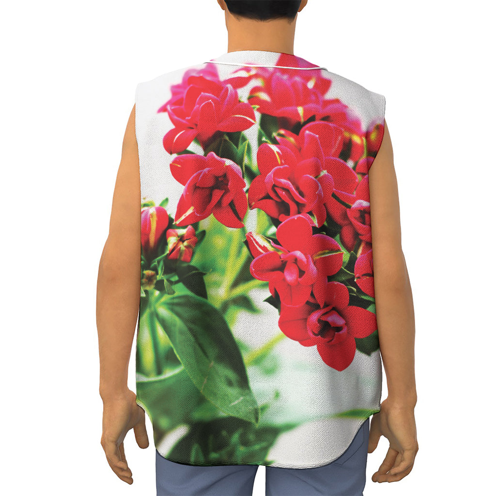 Bouvardia Plant Print Sleeveless Baseball Jersey