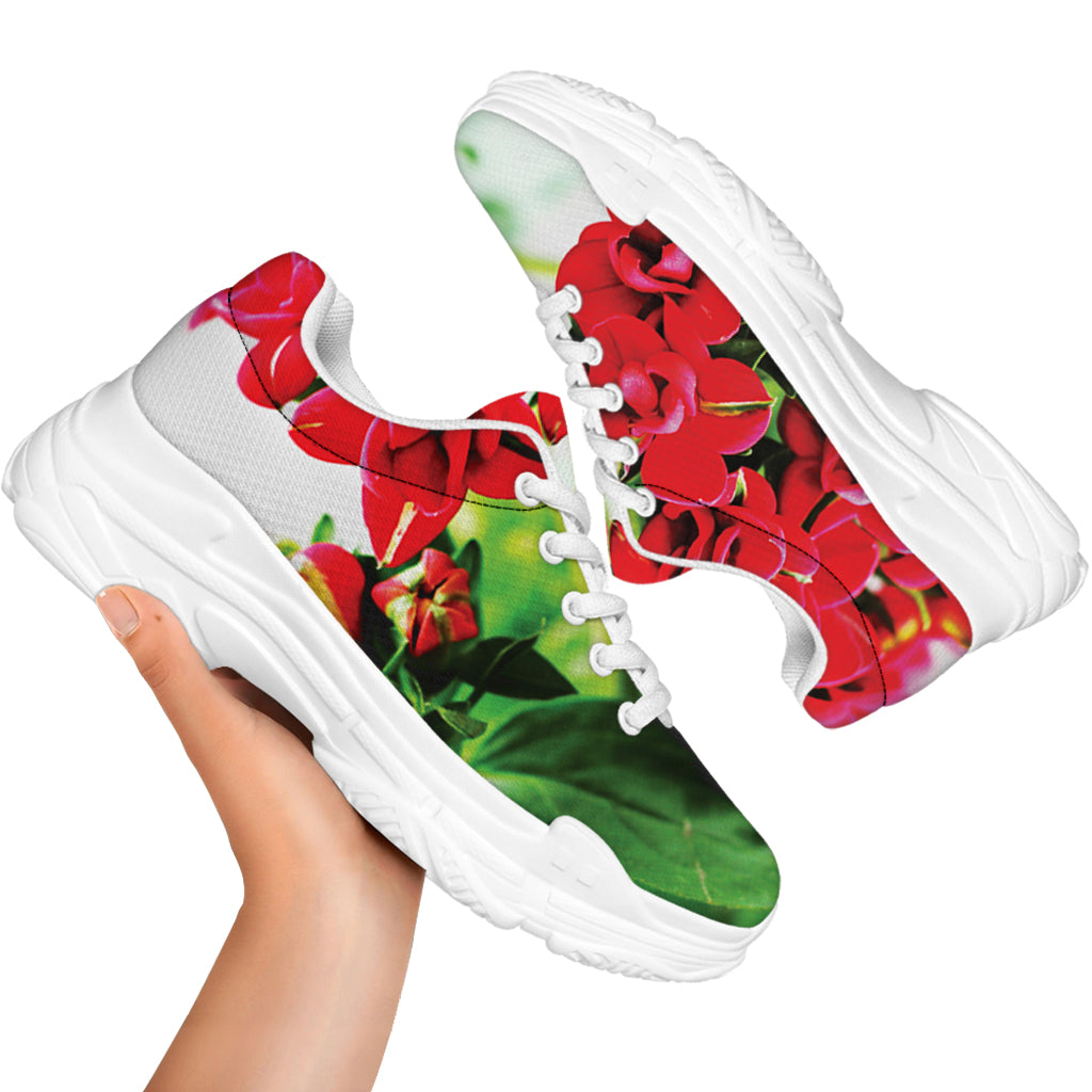 Bouvardia Plant Print White Chunky Shoes