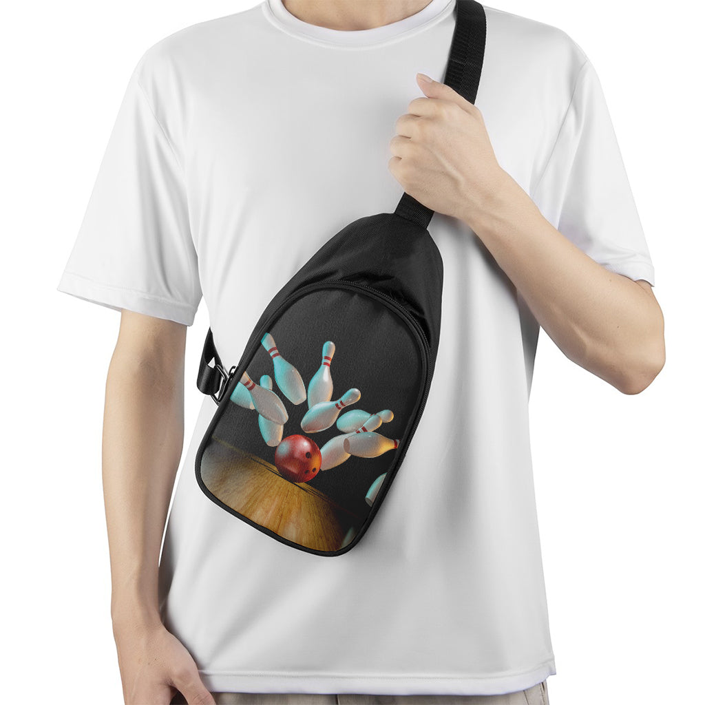 Bowling Strike Print Chest Bag
