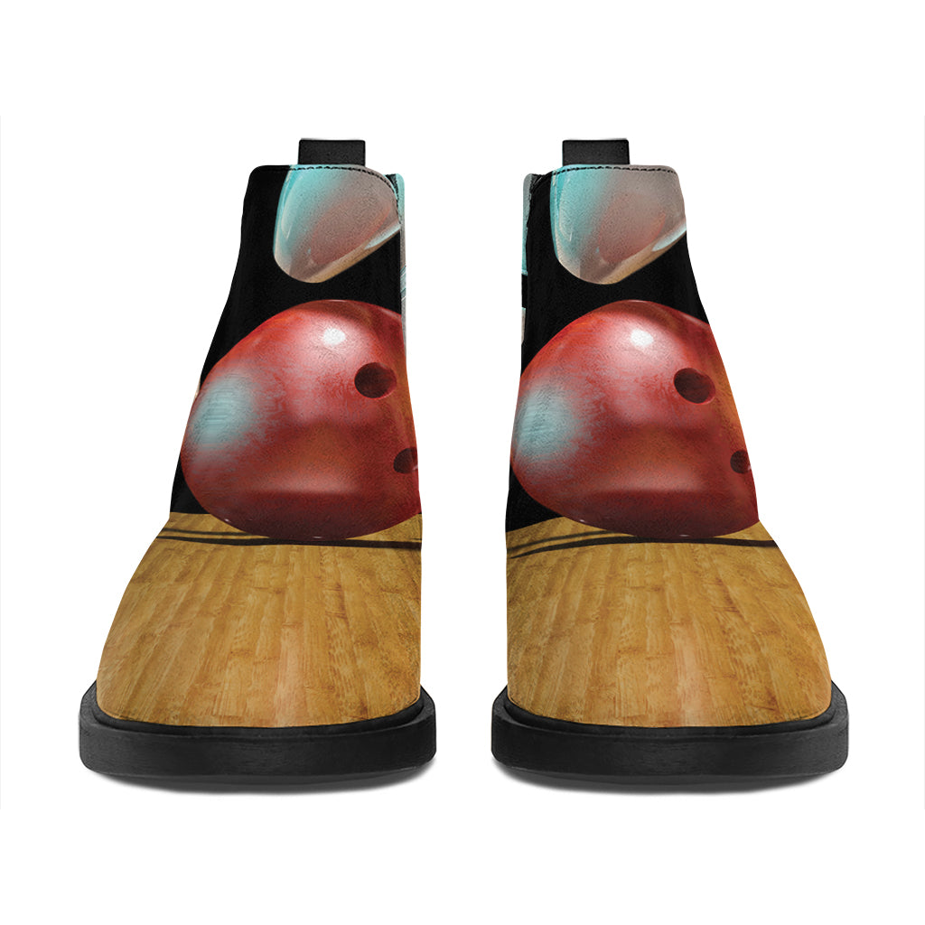 Bowling Strike Print Flat Ankle Boots