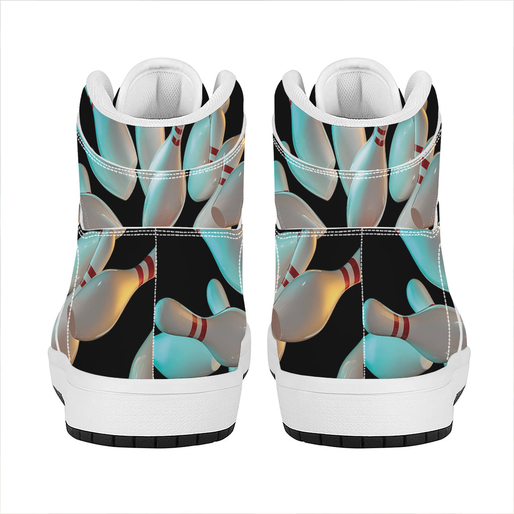 Bowling Strike Print High Top Leather Sneakers