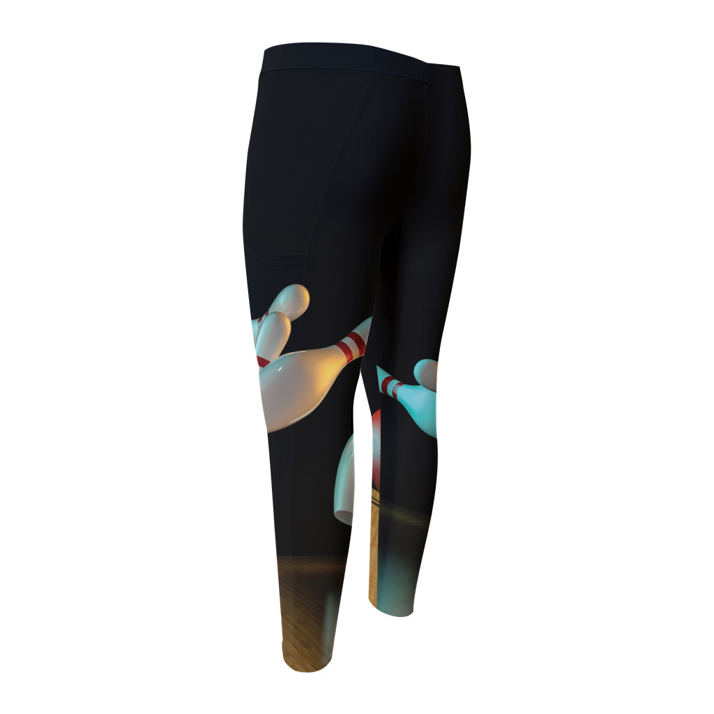 Bowling Strike Print Men's Compression Pants