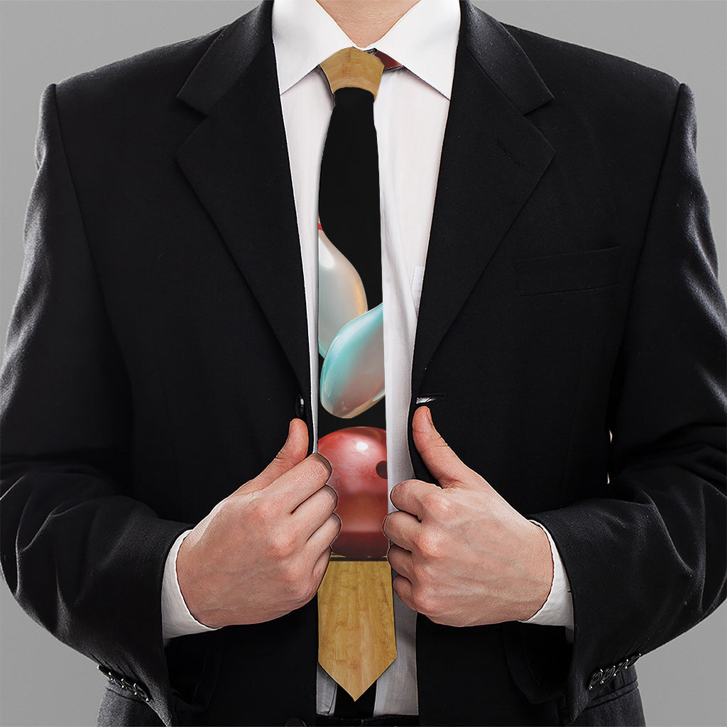 Bowling Strike Print Necktie
