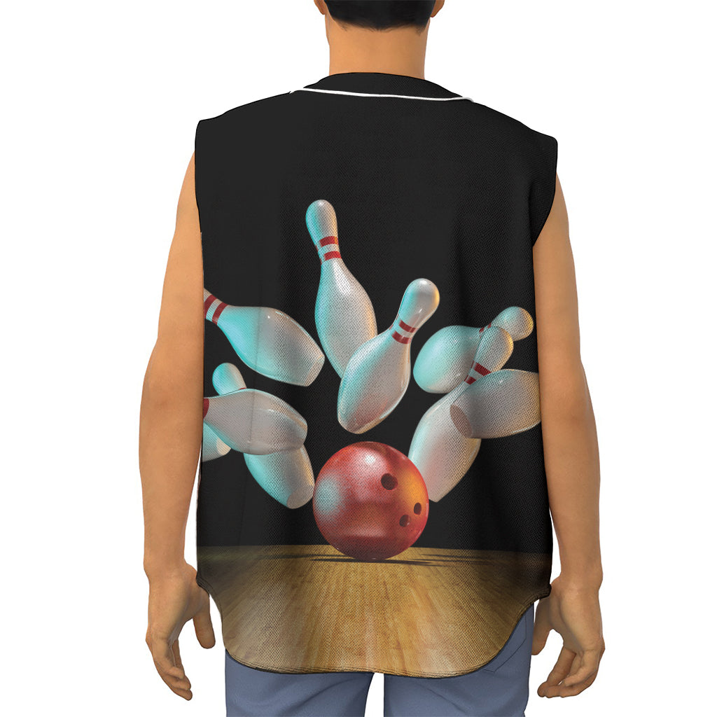 Bowling Strike Print Sleeveless Baseball Jersey